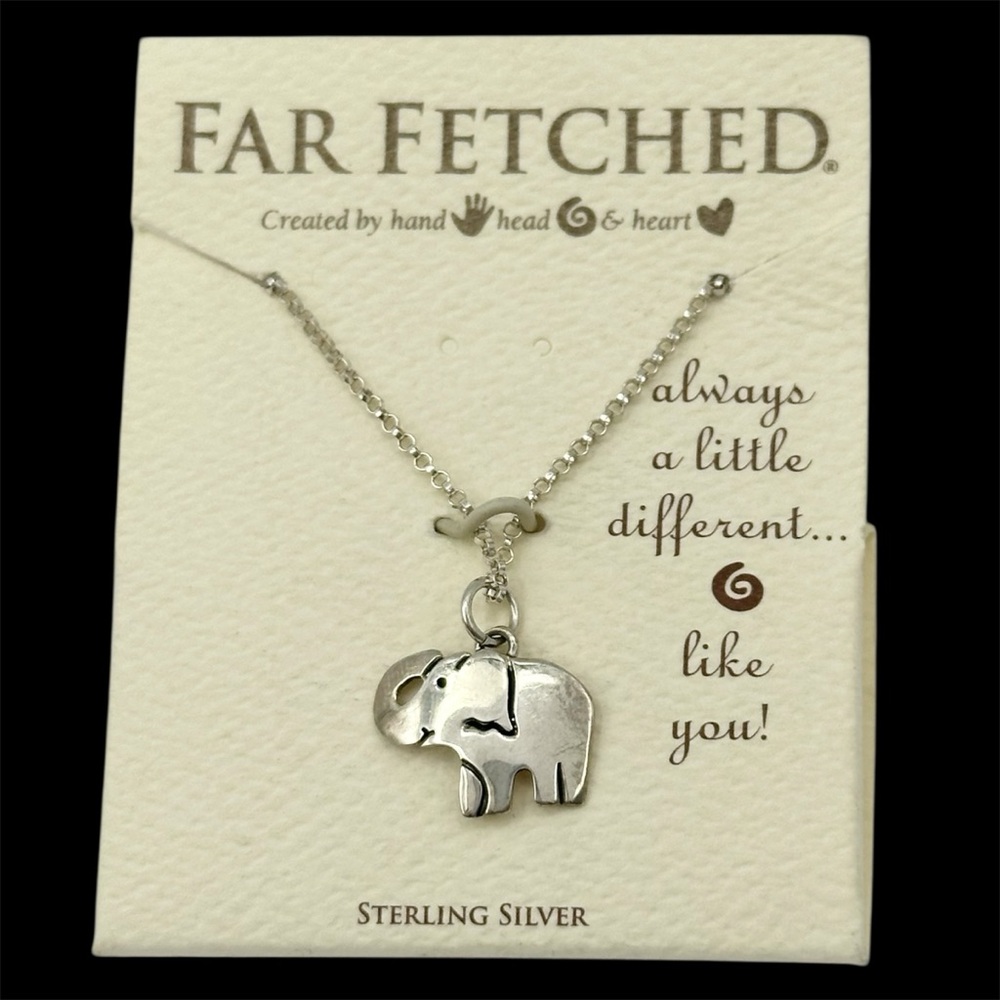 Sterling Silver 925 Far Fetched Elephant Charm Necklace